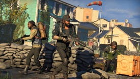 Three soldiers raise their guns in a screenshot from The Division Heartland